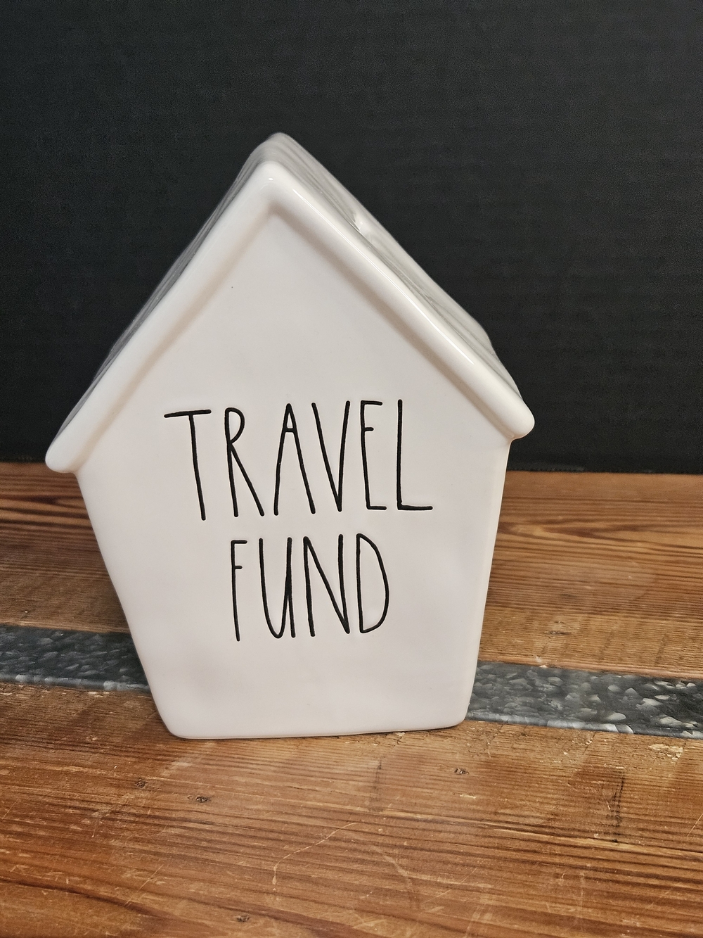 Rae Dunn White Ceramic 'Travel Fund' House Money Bank